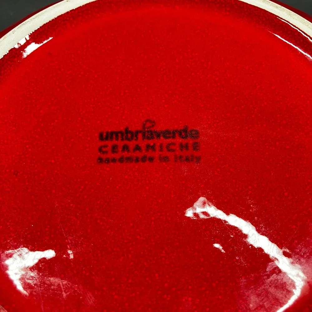Umbriaverde Ceramiche Serving Bowl 12in Red Handmade Italy Large Centerpiece